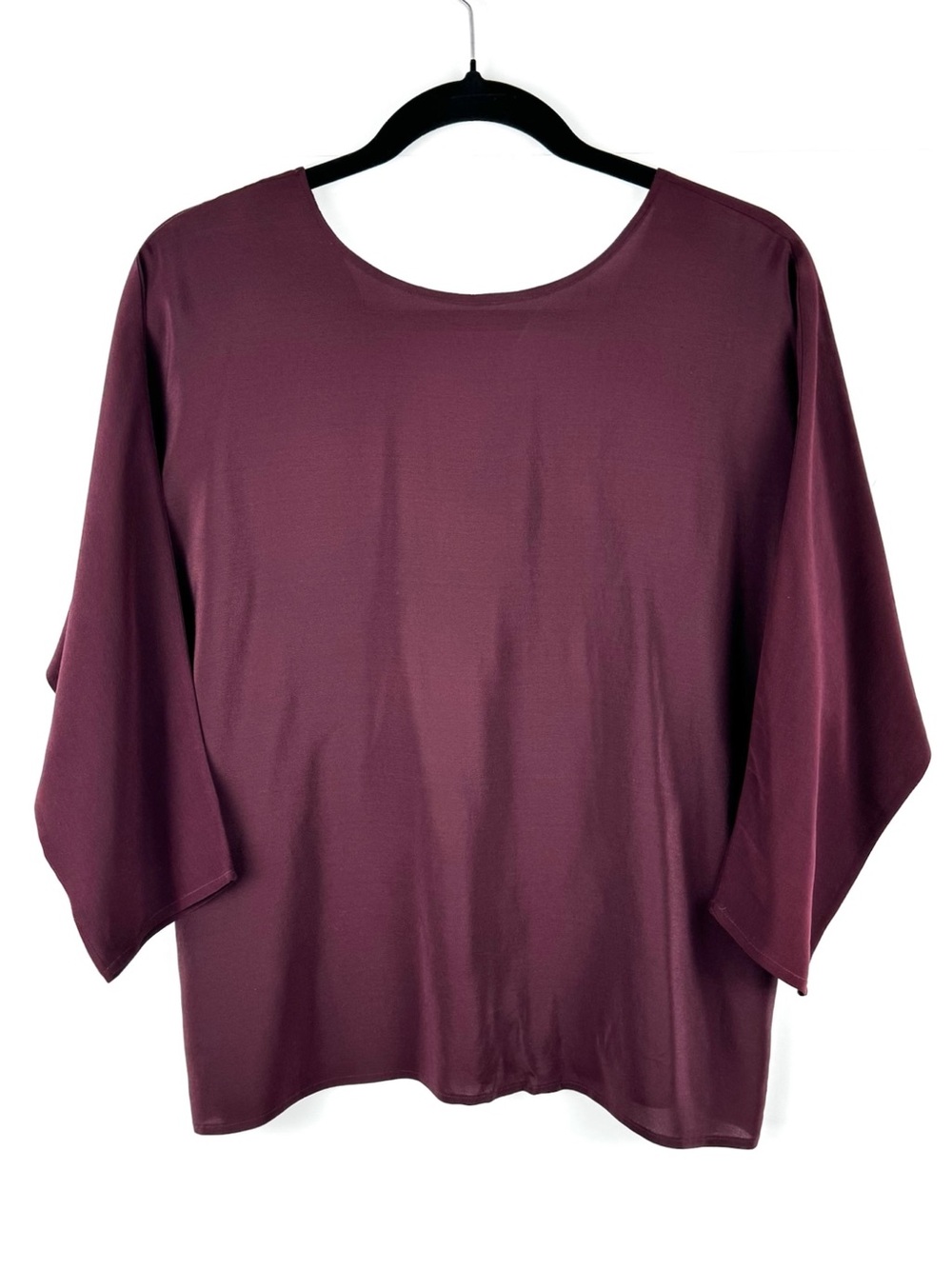 Women's Burgundy 100% Silk Boatneck Top with Dolman Sleeves